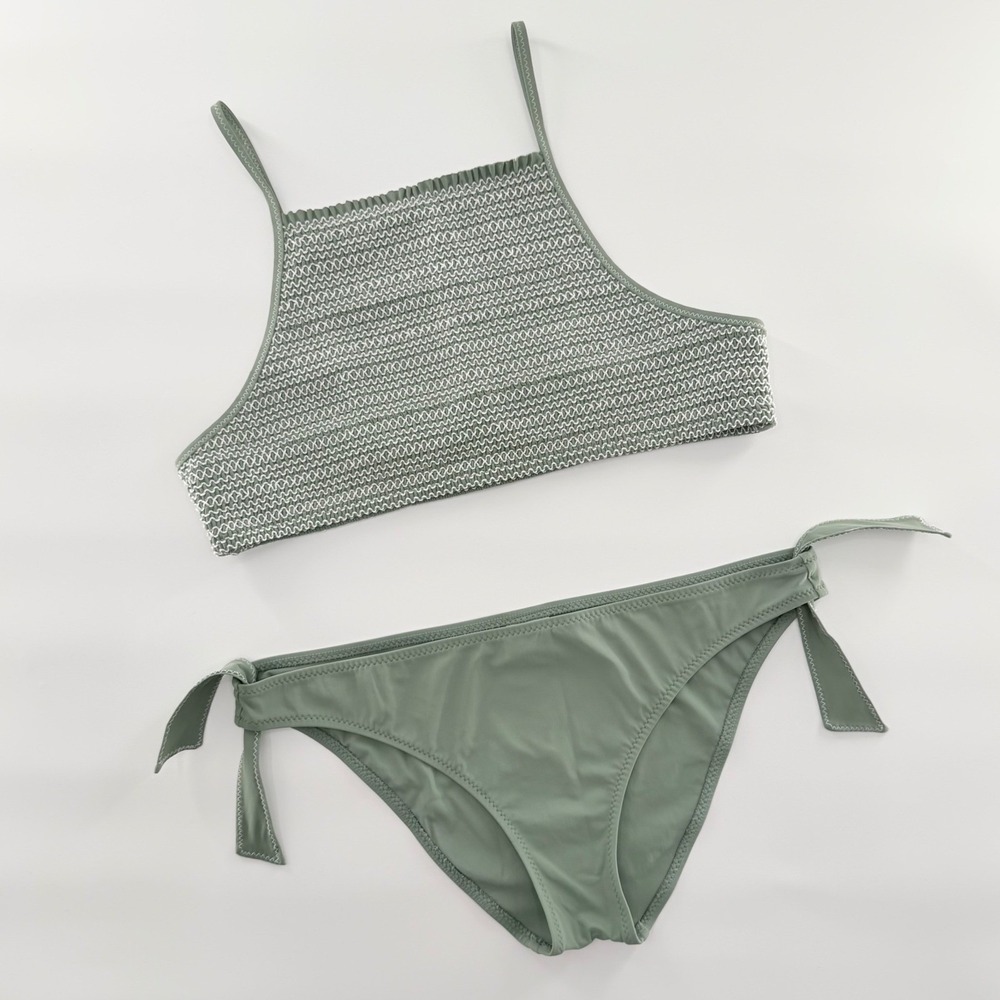 Kisuii x Barneys Halter Bikini L Textured Mediterranean Chic Luxury Resortwear